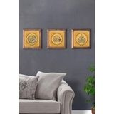 Oscar Stone Decor Masif (Ahşap) Çerçeveli 3'Lü Set Taş Tablo Pano 28X28 Cm Muhammed Bereket Allah 3Prmt-40-0260