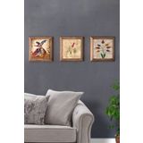 Oscar Stone Decor Masif (Ahşap) Çerçeveli 3'lü Set Taş Tablo Pano 28X28 cm Semazen Ebruli Seti