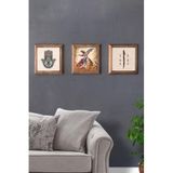 Oscar Stone Decor Masif (ahşap) Çerçeveli 3'lü Set Taş Tablo Pano 28x28 Fatma Ana Eli Semzaen Elif 3PRMT-40-0372