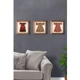 Oscar Stone Decor Masif (ahşap) Çerçeveli 3'lü Set Taş Tablo Pano 28x28cm Kaftan Osmanlı Ottoman 3PRMT-40-0001