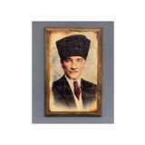 Oscar Stone Decor Masif Ahşap Çerçeveli Baskılı Doğaltaş (traverten) Tablo Atatürk PRMT3050-13
