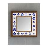 Oscar Stone Decor Masif (ahşap) Çerçeveli Mozaik Taş Ayna 33x33 Cm Dresuar Üstü Balkon Nazar AYN-088