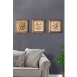 Oscar Stone Decor Masif (ahşap) Çerçeveli Set Taş Tablo Pano 28x28 Cm Nazar Ayeti Allah Seti 3'lü 3PRMT-40-0179