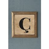 Oscar Stone Decor Masif (Ahşap) Çerçeveli Siyah C Harfi Taş Tablo Pano Oscar Stone Decor 28X28 CM