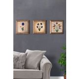 Oscar Stone Decor Masif (ahşap) Çerçeveli Taş Tablo 3'lü Set 28x28 Cm 3PRMT-40-0009