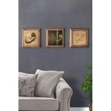 Oscar Stone Decor Masif (Ahşap) Çerçeveli Taş Tablo Pano Nazar Duası Esmaül Hüsna 28X28 Cm 3'Lü Set 3Prmt-40-0519