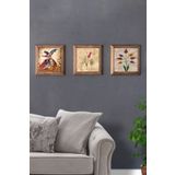 Oscar Stone Decor Masif (ahşap) Çerçeveli Taş Tablo Pano Semazen Ebruli Seti 28x28 cm 3'lü Set 3PRMT-40-0198