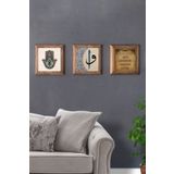Oscar Stone Decor Masif Çerçeveli 3'lü Set Taş Tablo Pano 28x28 Cm Nazar Duası Fatma Ana 3PRMT-40-0200