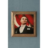 Oscar Stone Decor Masif Çerçeveli Atatürk Doğaltaş Tablo Pano 28x28 cm PRMT2020-908