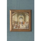 Oscar Stone Decor Masif Çerçeveli Doğaltaş Tablo 28x28 Cm The School Of Athens Atina Okulu Raphael PRMT2020-1634