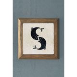 Oscar Stone Decor Masif Çerçeveli Doğaltaş Tablo Pano 28X28 Cm Balıklar S Harfi Prmt2020-1479