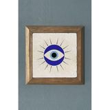 Oscar Stone Decor Masif Çerçeveli Doğaltaş Tablo Pano 28X28 Cm Göz Nazar Boncuğu Evil Eye Prmt2020-1516