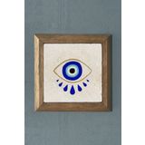 Oscar Stone Decor Masif Çerçeveli Doğaltaş Tablo Pano 28x28 cm Göz Nazar Boncuğu Evil Eye