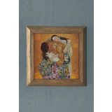 Oscar Stone Decor Masif Çerçeveli Doğaltaş Tablo Pano 28x28 Cm Gustav Klimt Aile Family Tablosu PRMT2020-1521