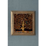 Oscar Stone Decor Masif Çerçeveli Doğaltaş Tablo Pano 28x28 Cm Gustav Klimt Tablosu PRMT2020-1398
