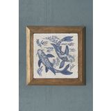 Oscar Stone Decor Masif Çerçeveli Doğaltaş Tablo Pano 28x28 Cm Mavi Balıklar Blue Fish PRMT2020-1497
