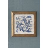 Oscar Stone Decor Masif Çerçeveli Doğaltaş Tablo Pano 28x28 cm Mavi Balıklar Blue Fish