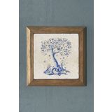 Oscar Stone Decor Masif Çerçeveli Doğaltaş Tablo Pano 28x28 cm Nazar Ağaç Balık
