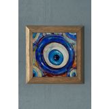Oscar Stone Decor Masif Çerçeveli Doğaltaş Tablo Pano 28x28 Cm Nazar Boncuğu Resim PRMT2020-1481