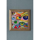 Oscar Stone Decor Masif Çerçeveli Doğaltaş Tablo Pano 28x28 Cm Renkli Göz Resim PRMT2020-1483