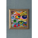 Oscar Stone Decor Masif Çerçeveli Doğaltaş Tablo Pano 28x28 cm Renkli Göz Resim