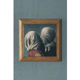 Oscar Stone Decor Masif Çerçeveli Doğaltaş Tablo Pano 28x28 Cm The Lovers Aşıklar René Magritte PRMT2020-1622