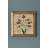 Oscar Stone Decor Masif Çerçeveli Ebruli Çiçek Doğaltaş Tablo Pano 28x28 cm PRMT2020-499
