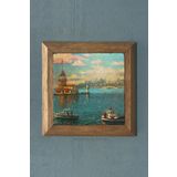 Oscar Stone Decor Masif Çerçeveli Istanbul Kız Kulesi Doğaltaş Tablo Pano 28x28 Cm PRMT2020-022