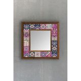 Oscar Stone Decor Masif Çerçeveli Mozaik Taş Ayna 33 cm X 33 cm AYN-081