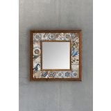 Oscar Stone Decor Masif Çerçeveli Mozaik Taş Ayna 33 Cm X 33 Cm Morocco-etnik-brown-blue