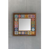 Oscar Stone Decor Masif Çerçeveli Mozaik Taş Ayna 33 Cm X 33 Cm (morocco-etnik Desen) Dresuar Balkon AYN-069
