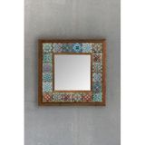 Oscar Stone Decor Masif Çerçeveli Mozaik Taş Ayna 33 Cm X 33 Cm (morocco-tile Desen) Dresuar Balkon AYN-072