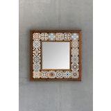 Oscar Stone Decor Masif Çerçeveli Mozaik Taş Ayna 33 CM X 33 CM (Tile-Etnik Desen)