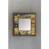 Oscar Stone Decor Masif Çerçeveli Mozaik Taş Ayna 33 Cm X 33 Cm (van Gogh-morocco-etnik Desen)