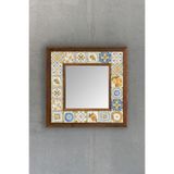 Oscar Stone Decor Masif Çerçeveli Mozaik Taş Ayna 33cm X 33cm (morocco - Etnik Desen) Limon Lemon AYN-067