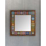 Oscar Stone Decor Masif Çerçeveli Mozaik Taş Ayna 43 Cm X 43 Cm (MOROCCO-ETNİK DESEN) Dresuar Üstü Balkon