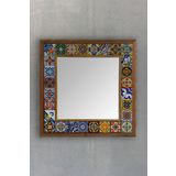Oscar Stone Decor Masif Çerçeveli Mozaik Taş Ayna 43 Cm X 43 Cm (morocco-etnik Desen)