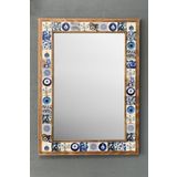 Oscar Stone Decor Masif Çerçeveli Mozaik Taş Ayna 53 Cm X 73 Cm Nazar Boncuklu Mavi Büyük Ayna AYN5070-087