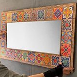 Oscar Stone Decor Masif Çerçeveli Mozaik Taş Ayna 55x105 cm Tile Mozaik Seramik Morocco Desenli
