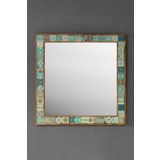 Oscar Stone Decor Masif Çerçeveli Mozaik Taş Ayna 73x73 Cm Tile Mozaik Seramik Morocco Desenli AYN7070-041