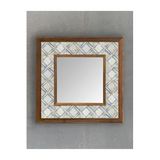 Oscar Stone Decor Masif Çerçeveli Mozaik Taş (mermer) Ayna 33x33 Cm Seramik Desenli Eskitme AYN-110
