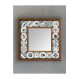 Oscar Stone Decor Masif Çerçeveli Mozaik Taş (mermer) Ayna 33x33 cm Seramik Desenli Eskitme Mavi AYN-098