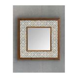 Oscar Stone Decor Masif Çerçeveli Mozaik Taş (mermer) Ayna 33x33 Cm Seramik Desenli Eskitme Tasarım AYN-106