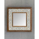 Oscar Stone Decor Masif Çerçeveli Mozaik Taş (MERMER) Ayna 33x33 cm Seramik Desenli Eskitme Tasarım