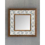 Oscar Stone Decor Masif Çerçeveli Mozaik Taş (mermer) Ayna 33x33 Cm Seramik Desenli Eskitme
