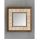 Oscar Stone Decor Masif Çerçeveli Mozaik Taş (mermer) Ayna 33x33 Cm Seramik Desenli Sarı Ayna