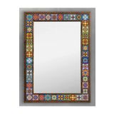 Oscar Stone Decor Masif Çerçeveli Mozaik Taş (Mermer) Ayna 53x73 CM Morocco-Seramik Desenli Dresuar