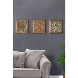 Oscar Stone Decor Masif Çerçeveli Taş Tablo Pano 28x28 cm 3'lü Set 3PRMT-40-0266