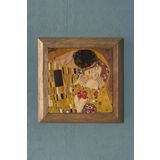 Oscar Stone Decor Masif Çerçeveli The Kiss (öpücük) Taş Tablo- Duvar Dekoru- 28x28 cm-wall Decor PRMT2020-1336