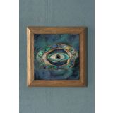 Oscar Stone Decor Nazar Göz Masif Çerçeveli Taş Tablo-wall Decor- 28x28 Cm PRMT2020-1150